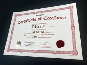 Premium Worldember Certificate of Excellence