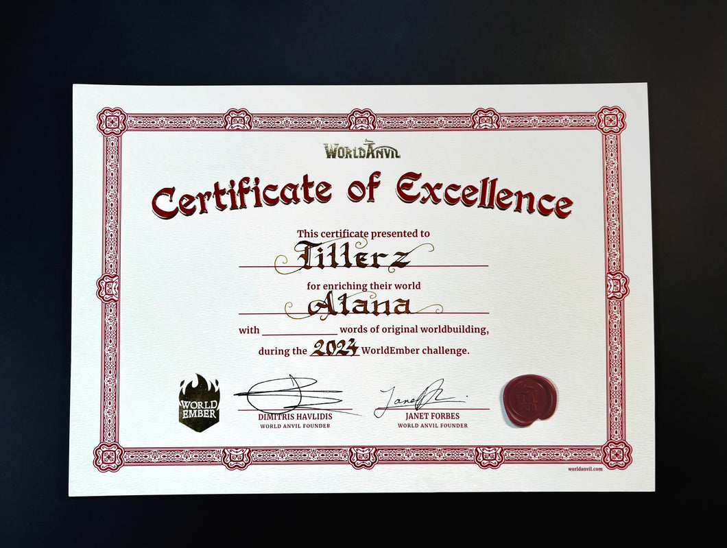 Premium Worldember Certificate of Excellence