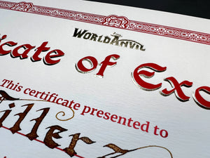 Premium Worldember Certificate of Excellence