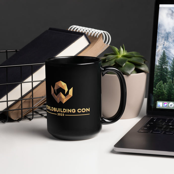 Worldbuilding Con 2023 Black Glossy Mug